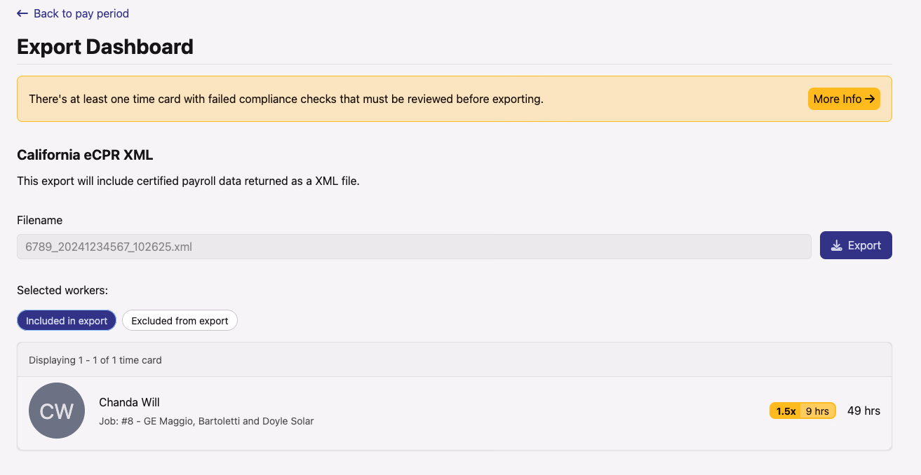 CA eCPR XML Export Dashboard