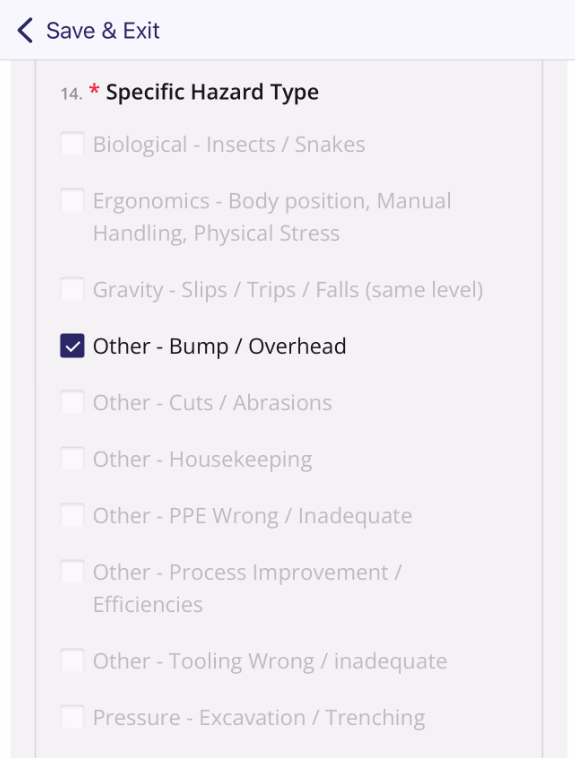 Checkbox question with multi-select options, one option checked