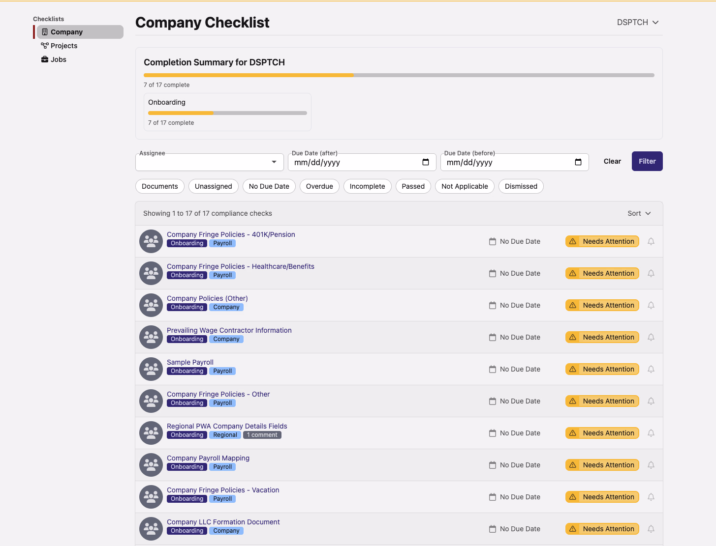 Activity Compliance Overview