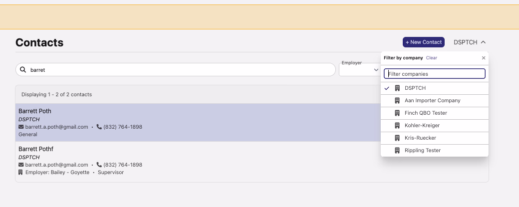 Company Dropdown