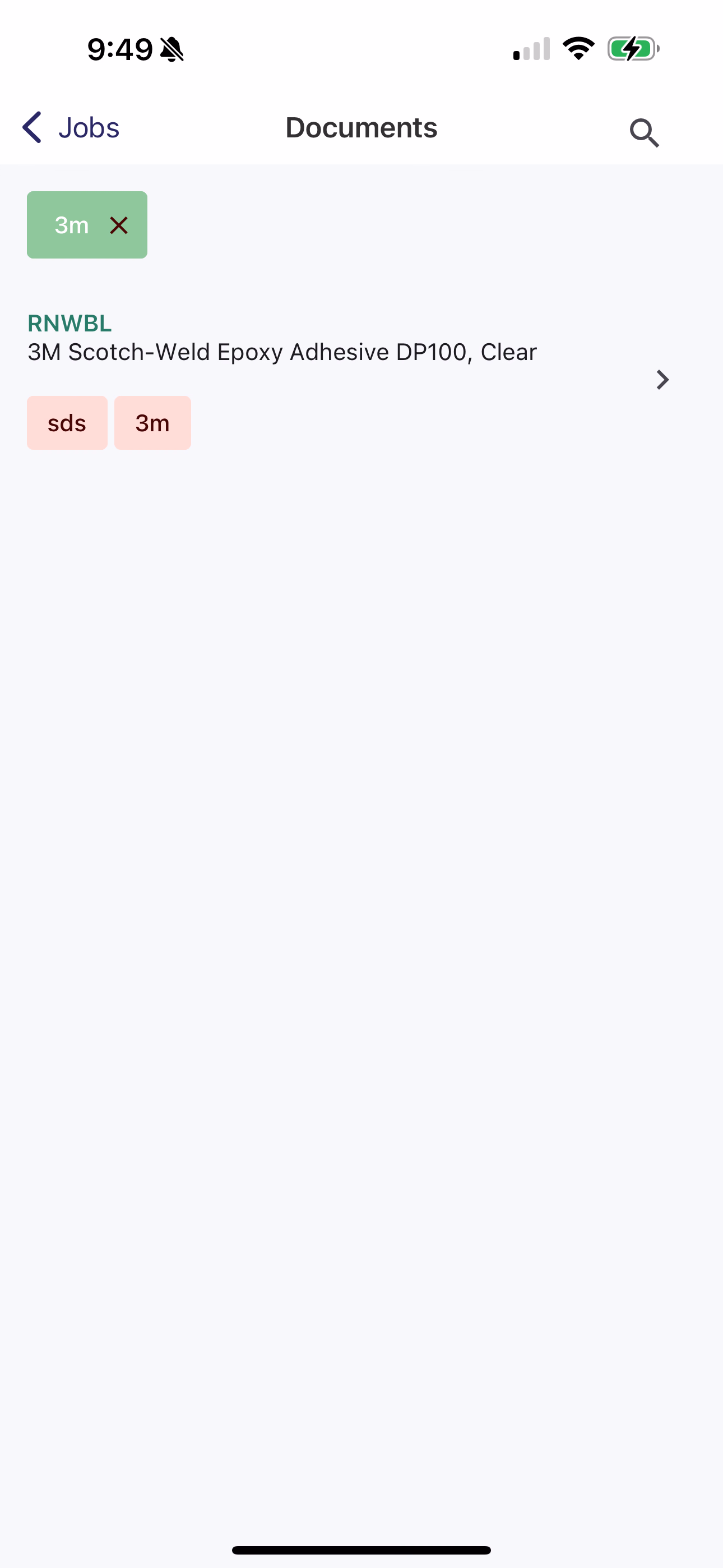 Documents page filtered by a single tag showing only matching documents