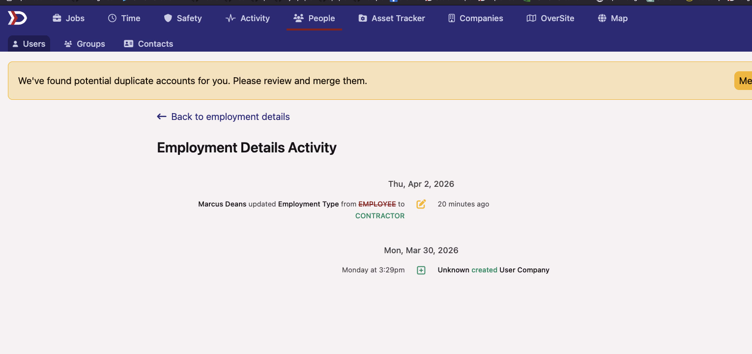 Employment Activity Timeline