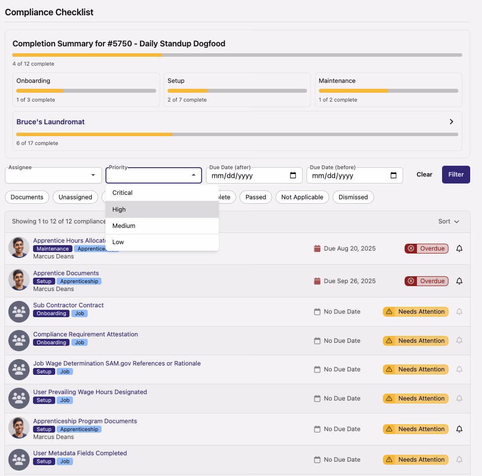 Compliance Priority Filter