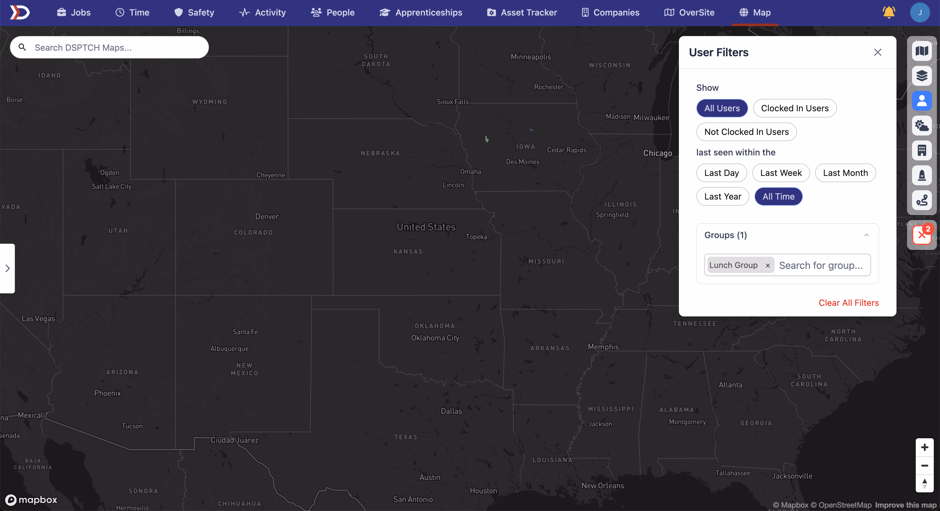 Map User Group Filtering