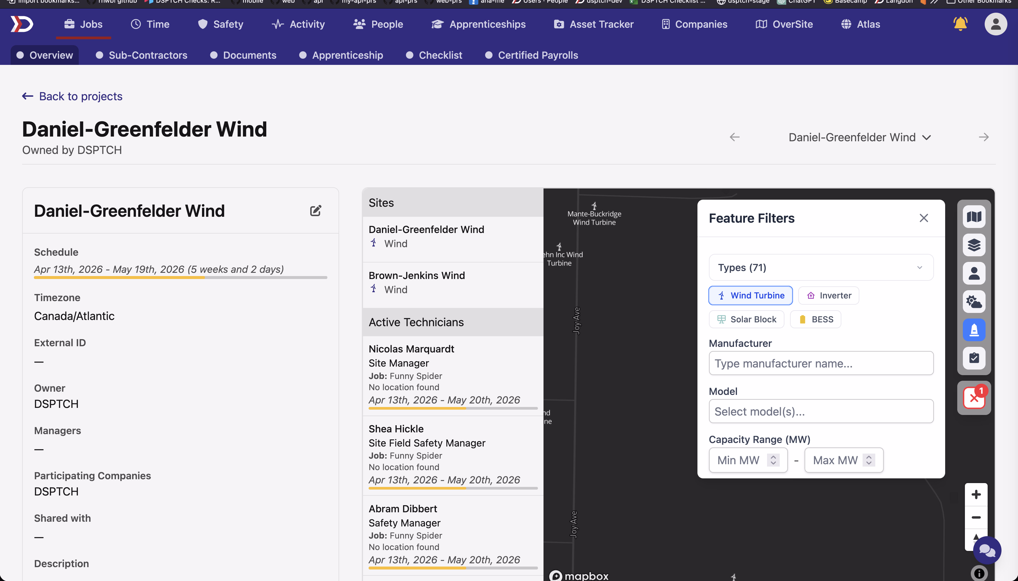 Project Overview page with the refreshed map
