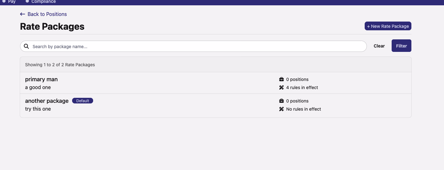 Rate Package Management