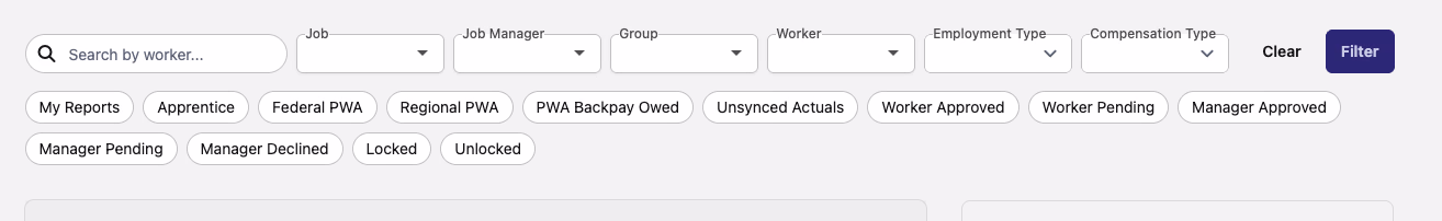 New time card filters