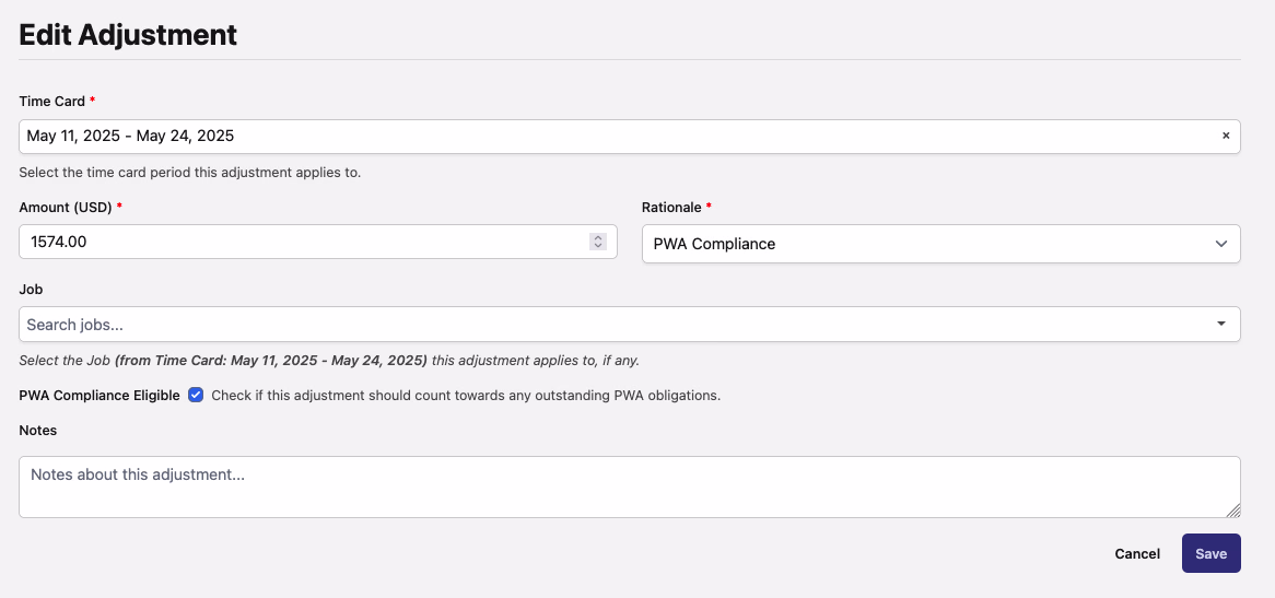 Better Adjustment Form