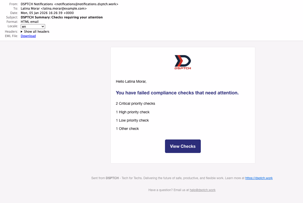 Compliance Check Email