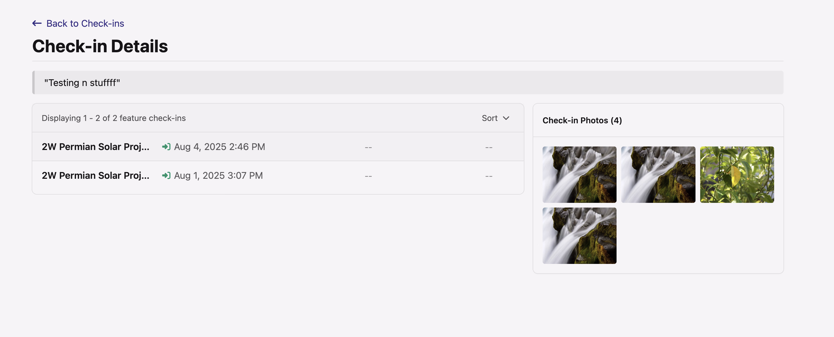 Check-Ins Details