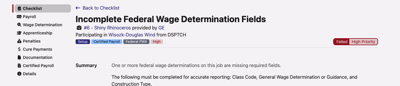 Phase and Category tags on a compliance check details page