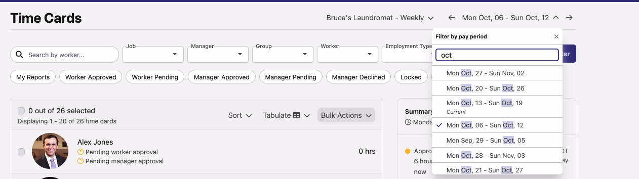 New Pay Period Dropdown