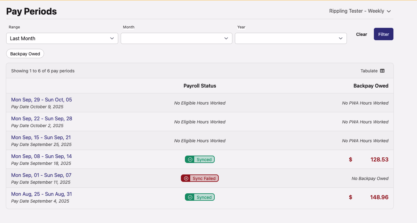 Pay Periods Tabulate