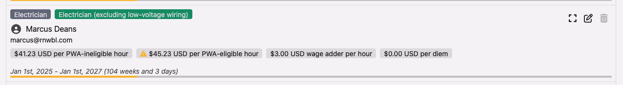 PWA Wage Pay Rate Interface