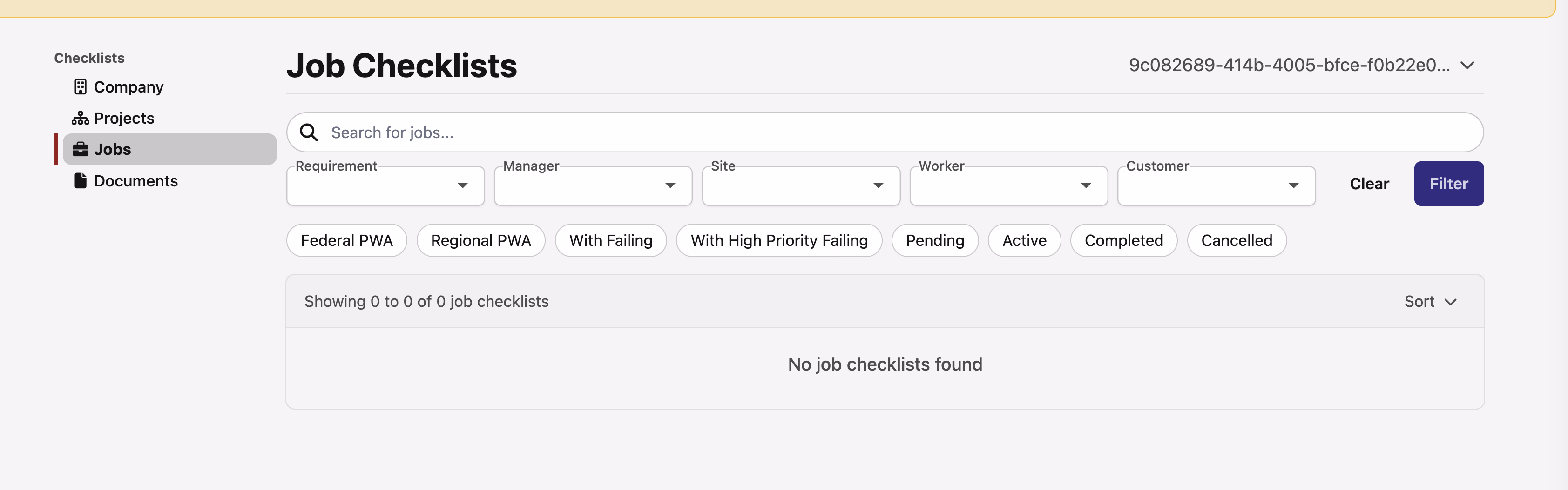 Requirement Filter on Activity Checklists