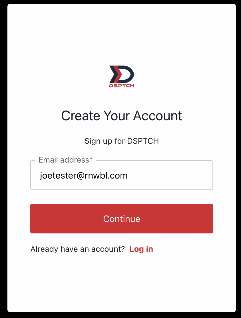 Página Create Your Account con el campo de correo electrónico para registrarse