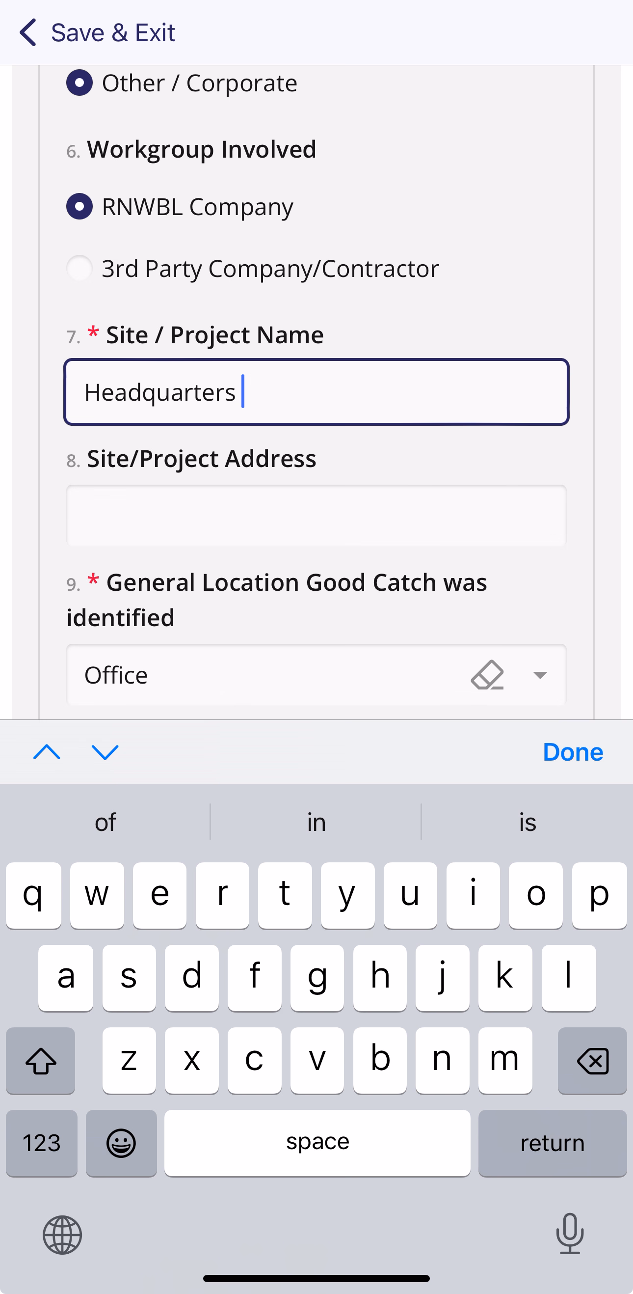 Text input field active with phone keyboard open below