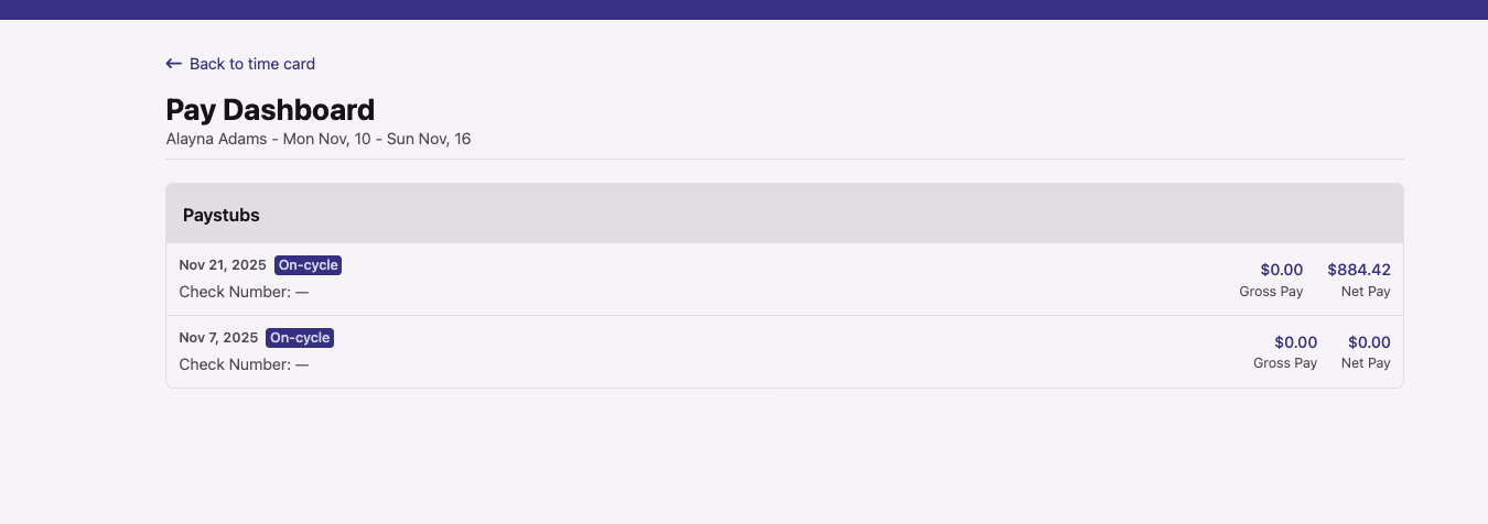 Time Card Pay Dashboard