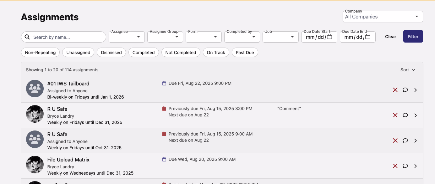 Unified Tasks Interface