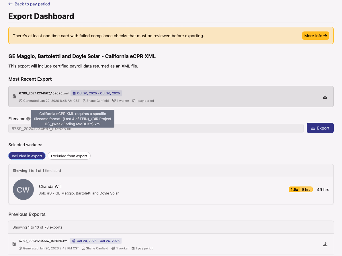 CA eCPR Async Export Dashboard
